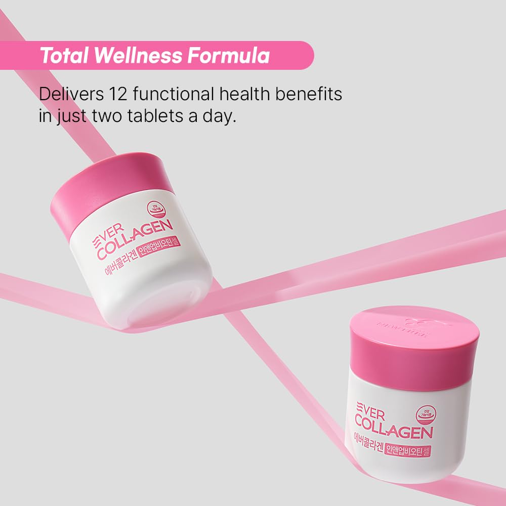 EVER COLLAGEN TIME Ever Collagen in&UP Biotin Cell Low Molecular Marine Fish Collagen Peptides with Vitamin Selenium, 56 Tablets