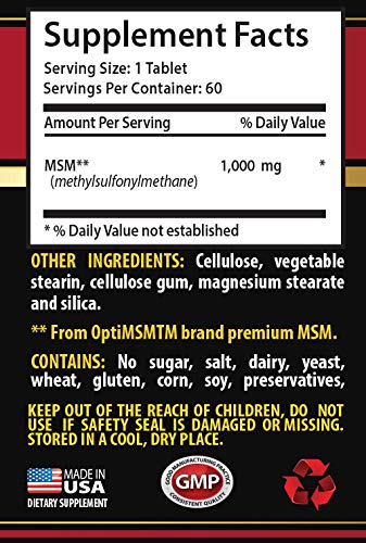 SKIN CARE SOLUTIONS Nails Skin and Hair Vitamin MSM (Methylsulfonylmethane) for Adults, 120 Tablets