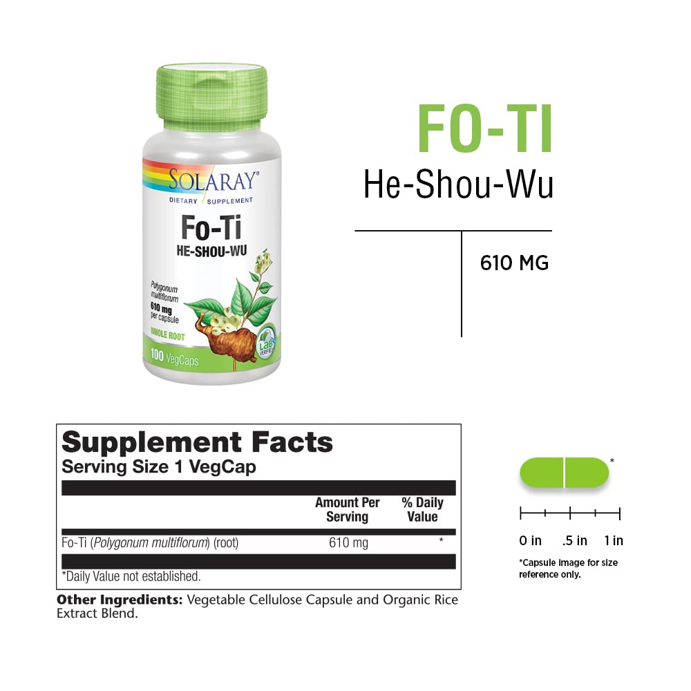 SOLARAY Fo-Ti 610 mg Capsules, 200 VegCaps