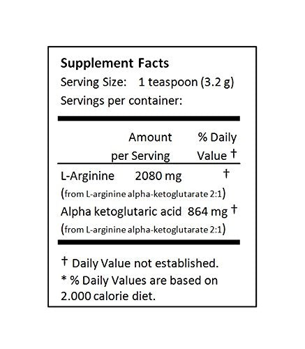 NuSci L-Arginine Alpha Ketoglutarate (AAKG) (2:1) Powder, Maximum Strength, 17.6 oz