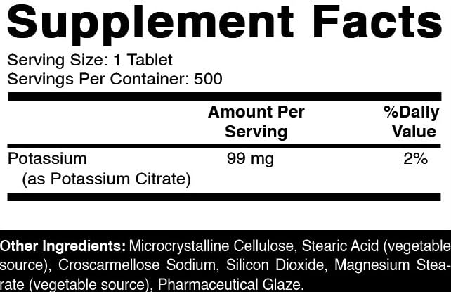 Oxify Potassium Citrate 99 mg Tablet, 500 Tablets