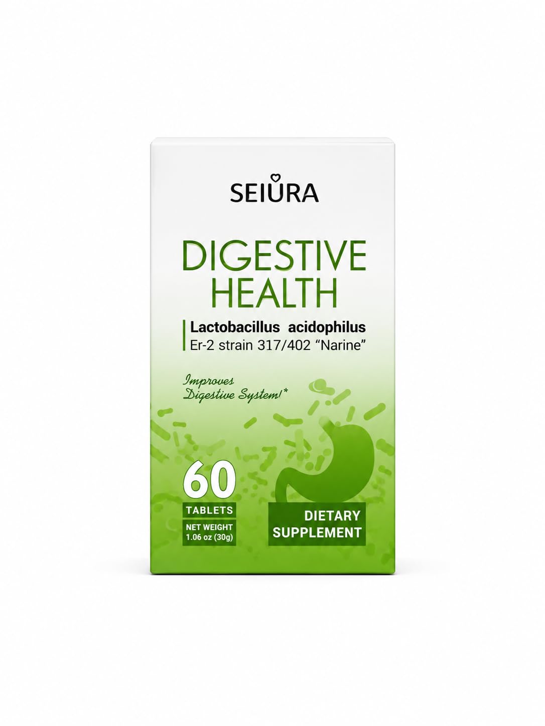 SEIURA Digestive Health Probiotic Supplement with L. Acidophilus for Gut & Intestinal Support 60 Tablets