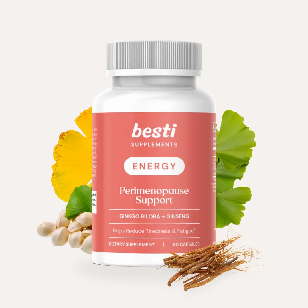 Besti Energy Supplements Perimenopause Support with B-Vitamins & Cordyceps, 60 Capsules