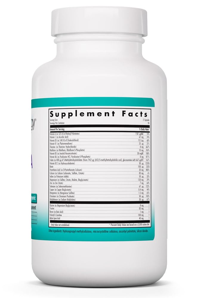 Nutricology MVM-A - Comprehensive Multivitamin Supplement with Minerals - Active B Vitamins, Folate, Iron & More - Antioxidant Activity & Overall Wellness Support - 90 Servings - 180 Capsules