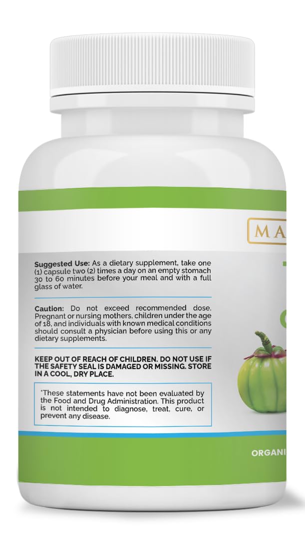 Maximum Slim Garcinia Cambogia Supplement - HCA Extract - Weight Support Formula for Men & Women - Non-GMO, Gluten Free 60 Capsules