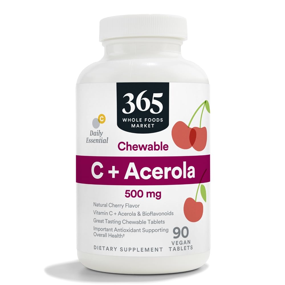 365 by Whole Foods Market Chewable C + Acerola C 500mg Tablet, 90 Count