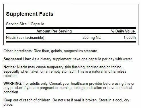 Swanson Niacinamide Vitamin B3 Supplement 1000 Capsules