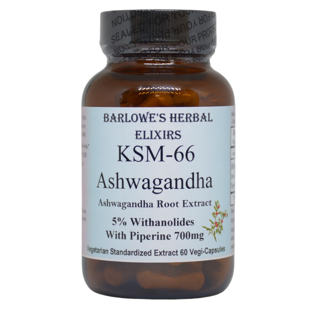 Barlowe's Herbal Elixirs KSM-66 Ashwagandha Powder, 60 Count