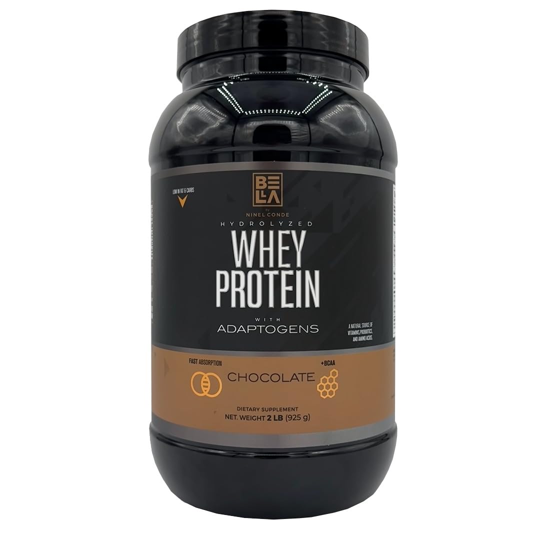 NINEL CONDE Hydrolyzed Whey Protein Powder with Adaptogens, Chocolate, 12 oz