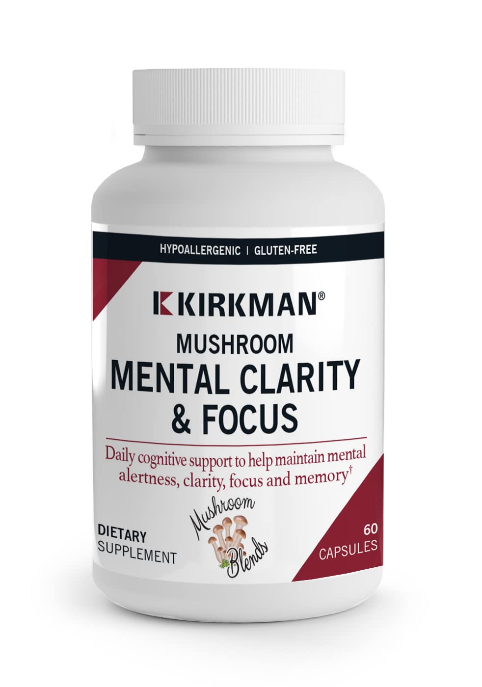 Kirkman Mushroom Mental Clarity & Focus Capsules, 60 Count