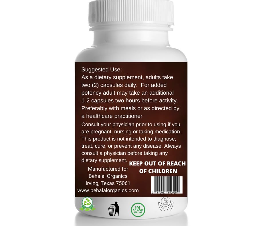 Behalal Organics Black Maca Root Quick Release Capsules, 100 Capsules