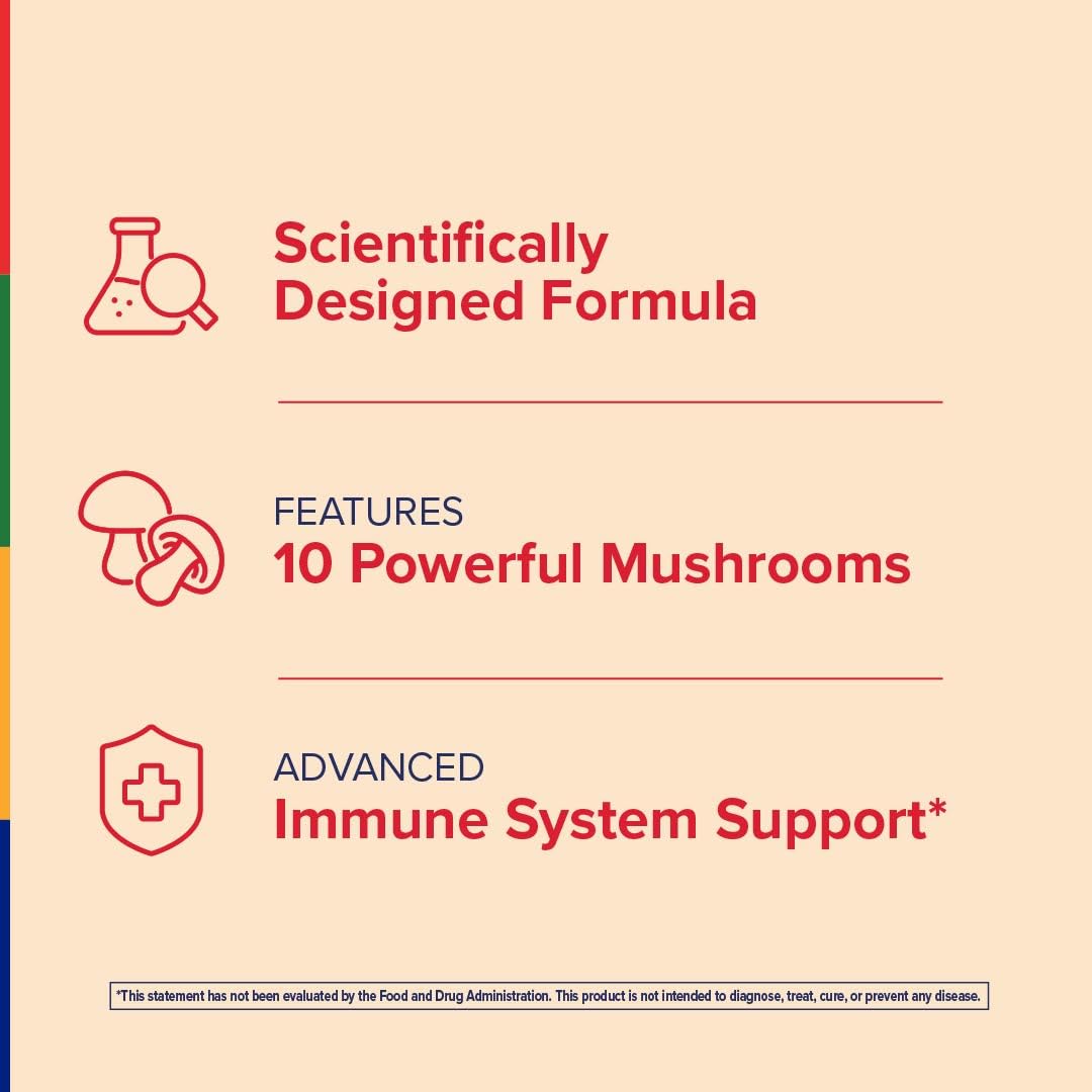 Stop Aging Now Immune Support with Vitamin C, Vitamin D3 and Mushroom Complex, 60 Capsules