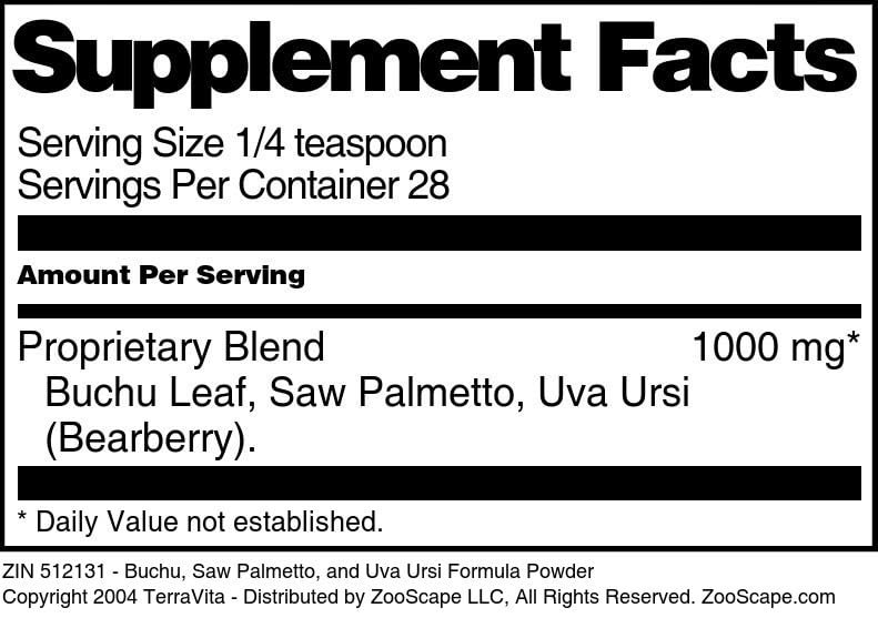 Terravita Prostate Support Powder - Buchu, Saw Palmetto and Uva Ursi, 3 Pack