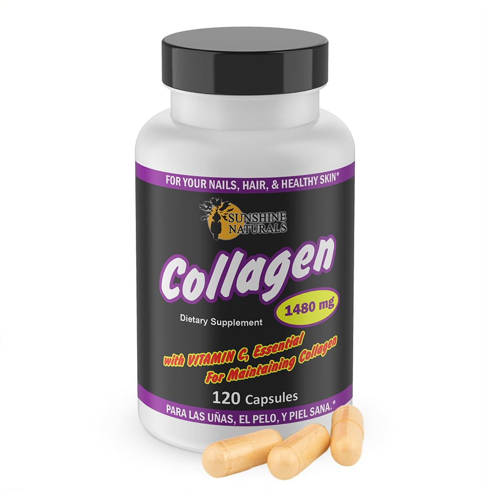 Sunshine Naturals Hydrolyzed Collagen and Vitamin C Dietary Supplement 120 Capsules
