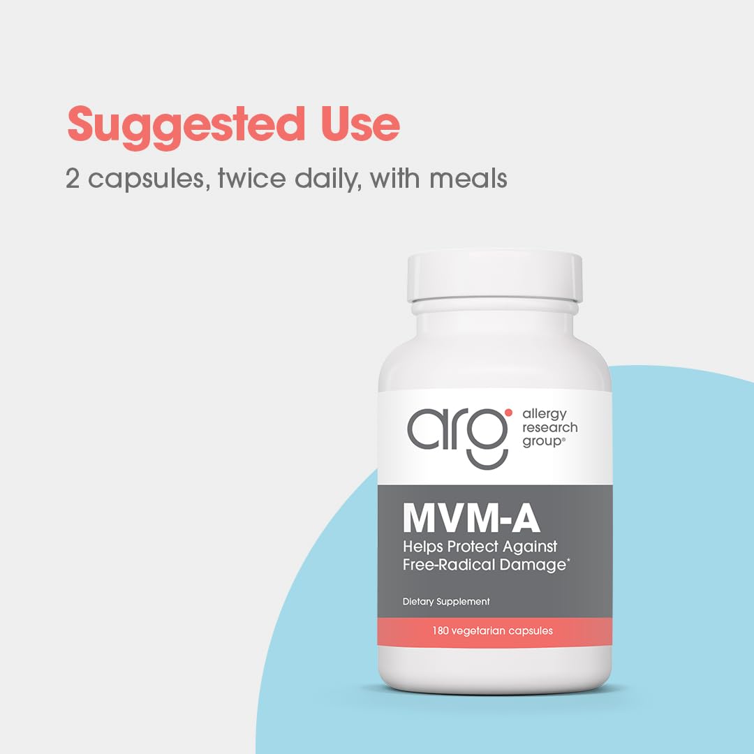 Allergy Research Group MVM-A Multivitamin Multimineral Complex Daily Vitamin & Mineral Support Active Folate & Nutrient Blend Vegetarian Capsules 180