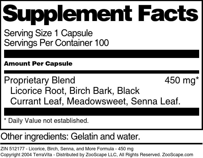 Terravita Licorice, Birch, Senna, and More Formula (450 mg) Capsules, 300 Count