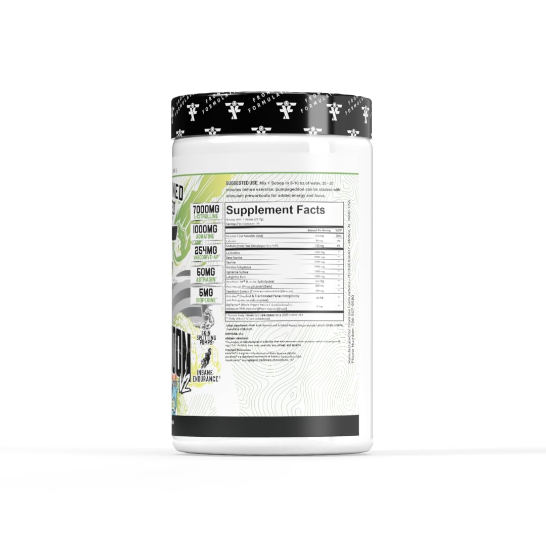 FRONTLINE FORMULATIONS Pumpageddon Non Stim Pre Workout 25 White Gummy Bear Powder 14.38 Ounce