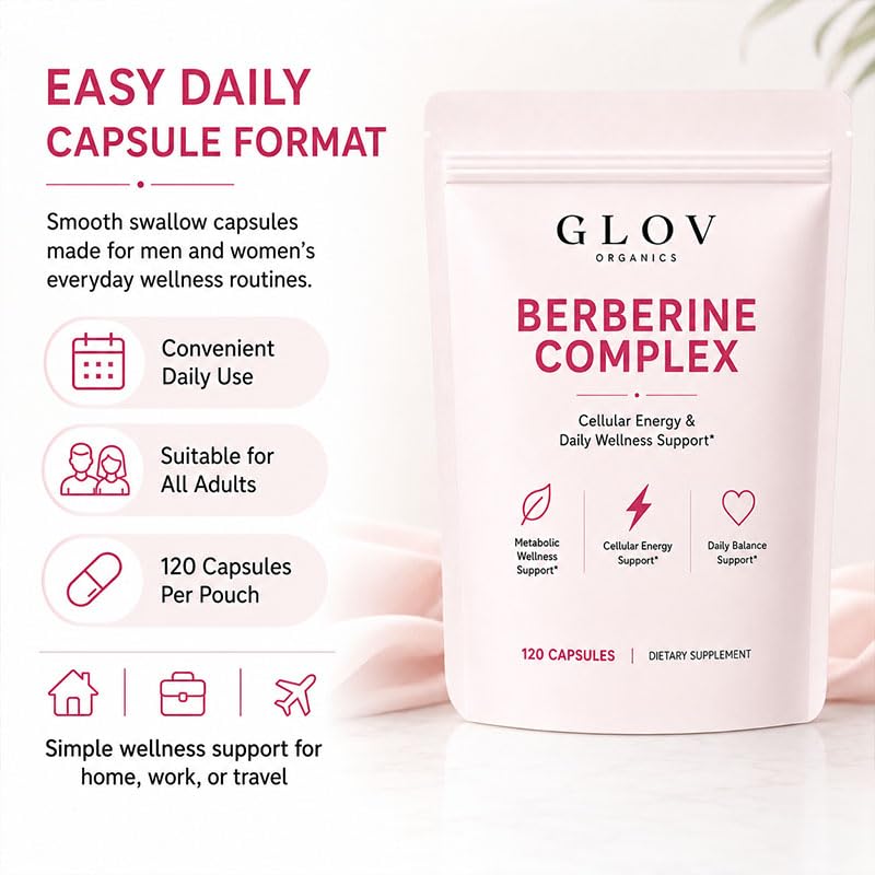Glov Organics Berberine Complex, Cellular Energy & Metabolism Support Capsule, 1 Count