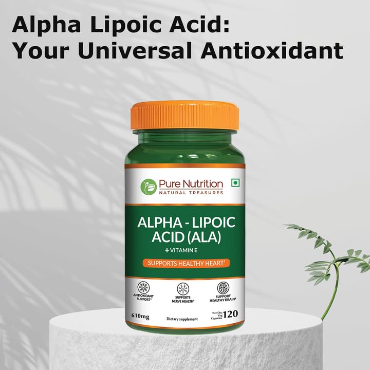 Pure Nutrition Natural Treasures Alpha Lipoic Acid 600mg + Vitamin E, 120 Capsules