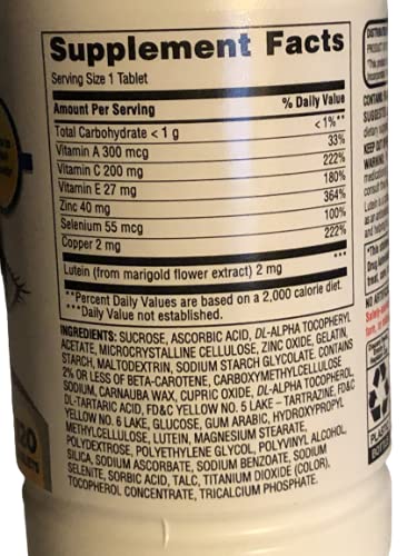Equate Vision Formula with Lutein Eye Health Vitamin and Mineral Supplement Tablet 120