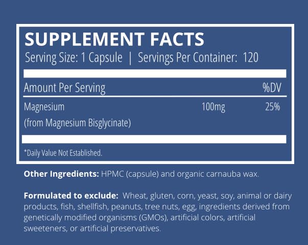 Apeiron Elementals Magnesium Glycinate 100mg Capsules 120 Count