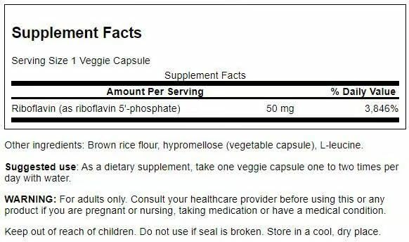 Swanson R-5-P Riboflavin-5-Phosphate Vitamin B2 Capsule, 120 Count