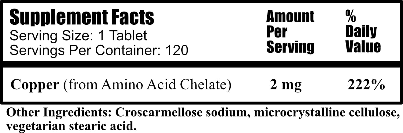 Daily Manufacturing Copper Amino Acid Chelate Tablet 120 Count