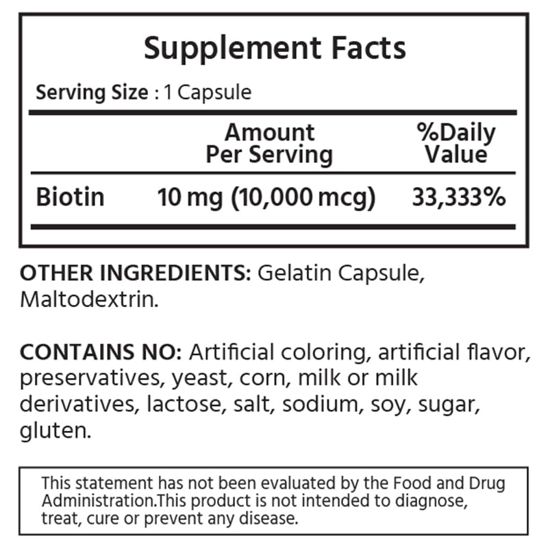 ML Naturals Biotin 10,000mcg Capsule, 360 Veg Capsules