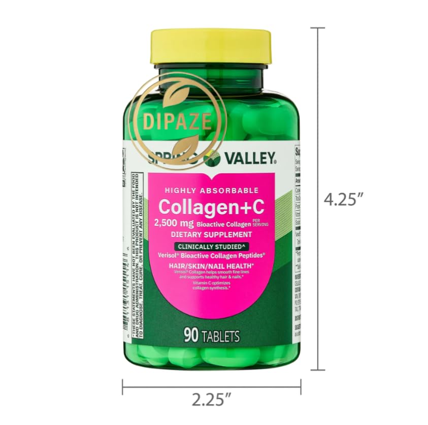 Dipaze Collagen + Vitamin C Capsules, 90 Count