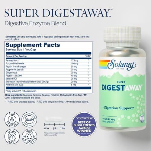 Solaray Okra Fiber Powder and Digestive Enzyme Supplement Bundle, 90 Capsules