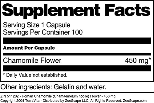 Terravita Roman Chamomile (Chamaemelum nobile) Flower 450 mg Capsule, 100 Count