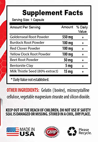 Healthy Supplements LLC Natural Detox Cleanse for Men - Full Body Detox and Cleanse Complex 920 MG - Goldenseal Root Supplements, Capsule, 2 Bottles 200 Capsules
