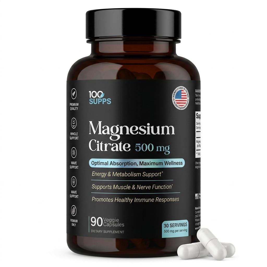 100 Supps Magnesium Citrate 500mg Capsule, 90 Capsules