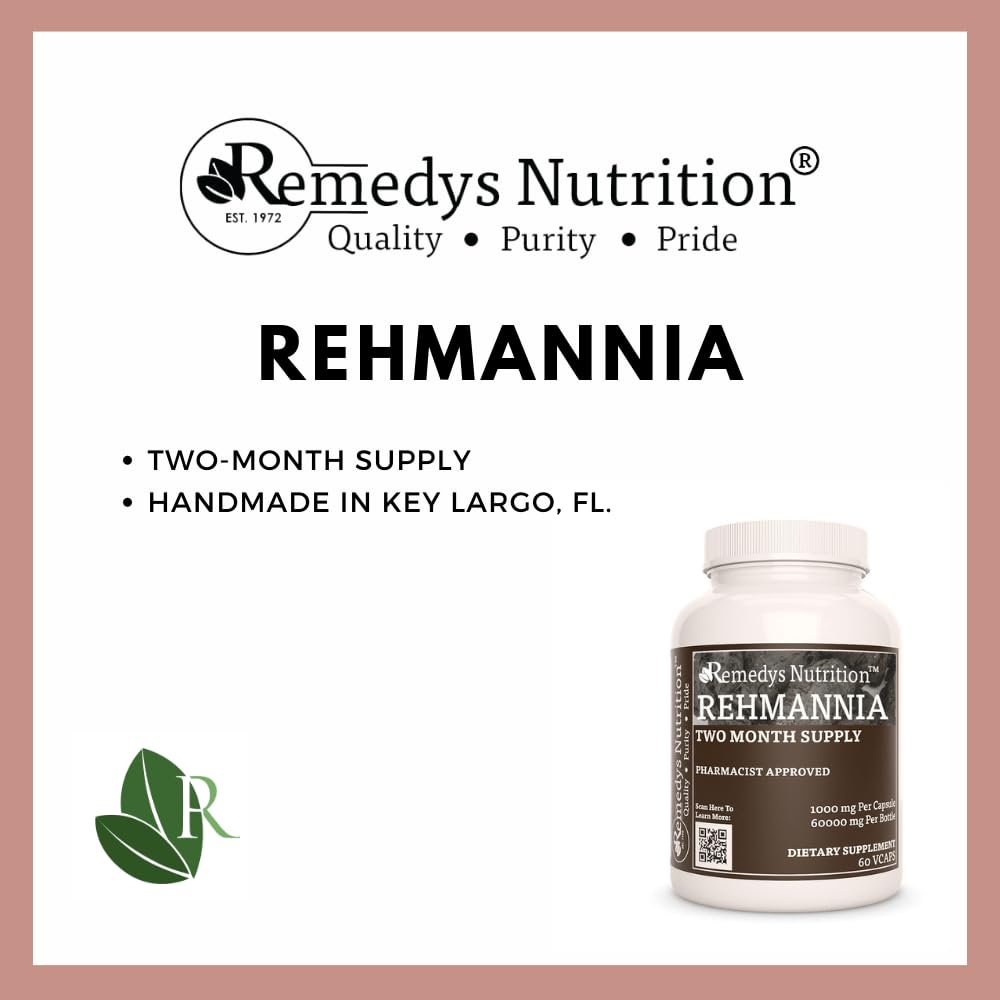 Remedy’s Nutrition Rehmannia Root 1000 mg Vegetarian Capsules, 60 Count
