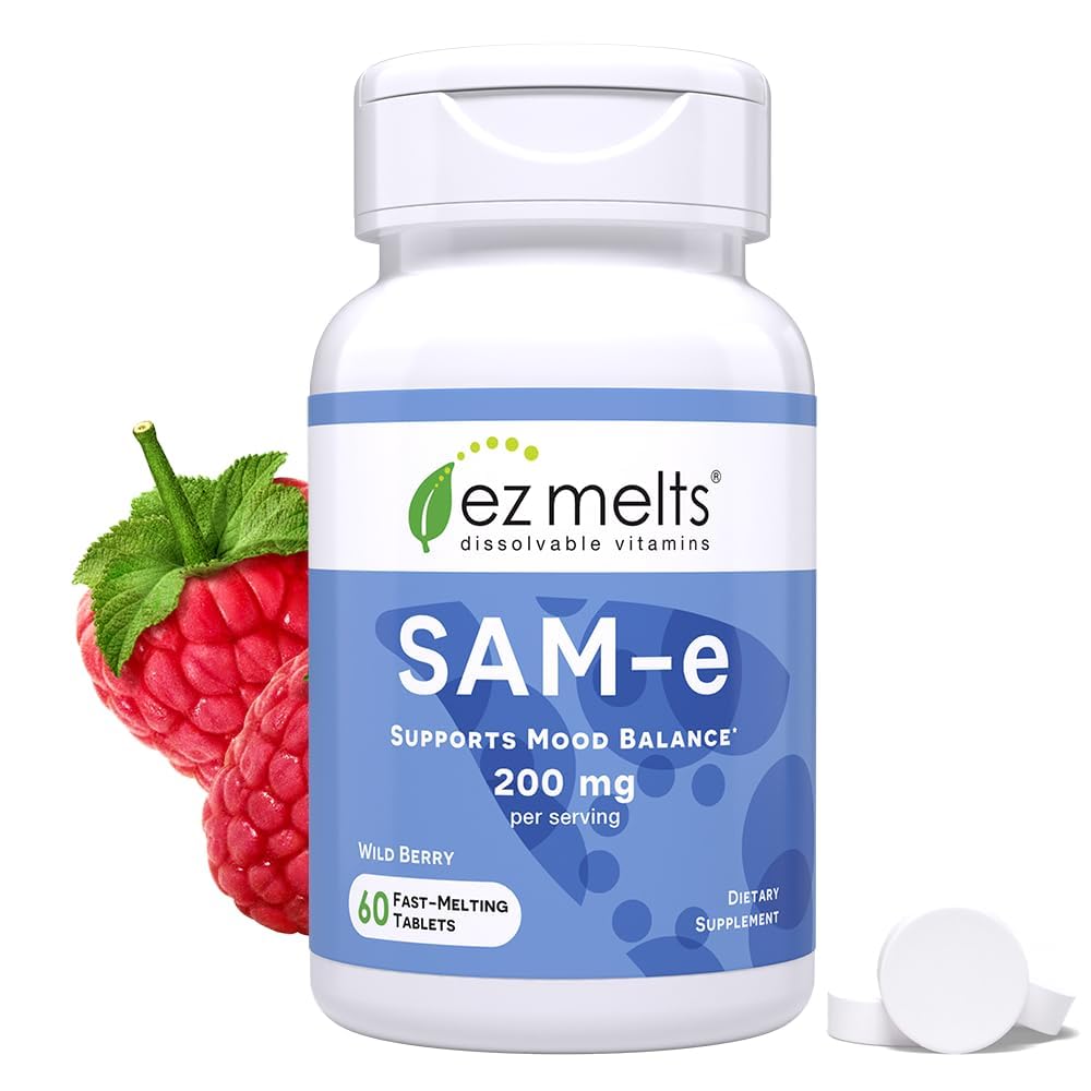 EZ Melts Dissolvable SAM-e Supplement 200 mg Tablets, 60 Count