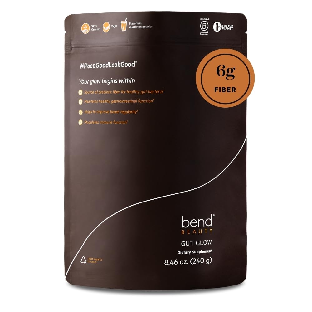 Bend Gut Glow Daily Prebiotic Fiber Supplement Powder with Tremella Mushroom Extract, 8.46 Ounce