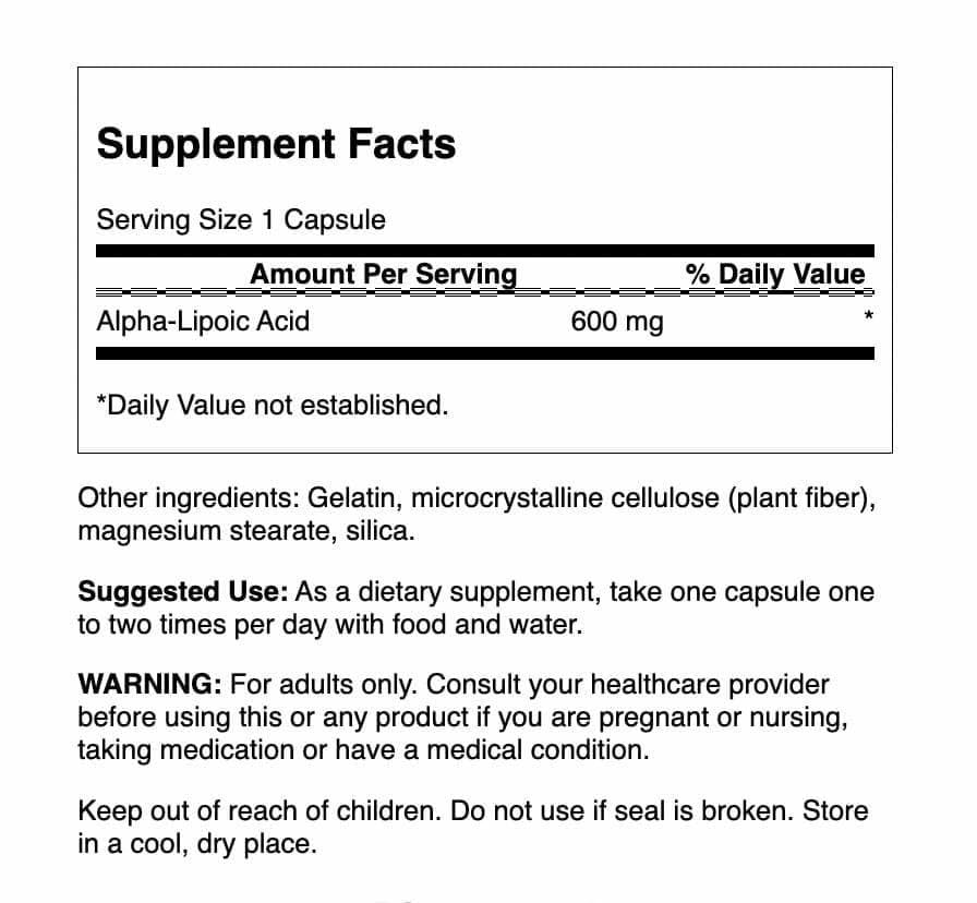 Swanson Alpha Lipoic Acid Capsule, 60 Count