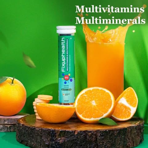 FOUNTINA Fixuphealth Multivitamins and Multiminerals Effervescent Tablets, Orange Flavor, 40 Tablets