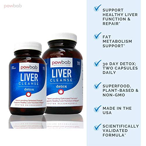 PowBab Liver Cleanse Detox Capsules, 120 Count