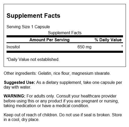 Swanson Inositol 650 Milligrams Capsules, 100 Capsules