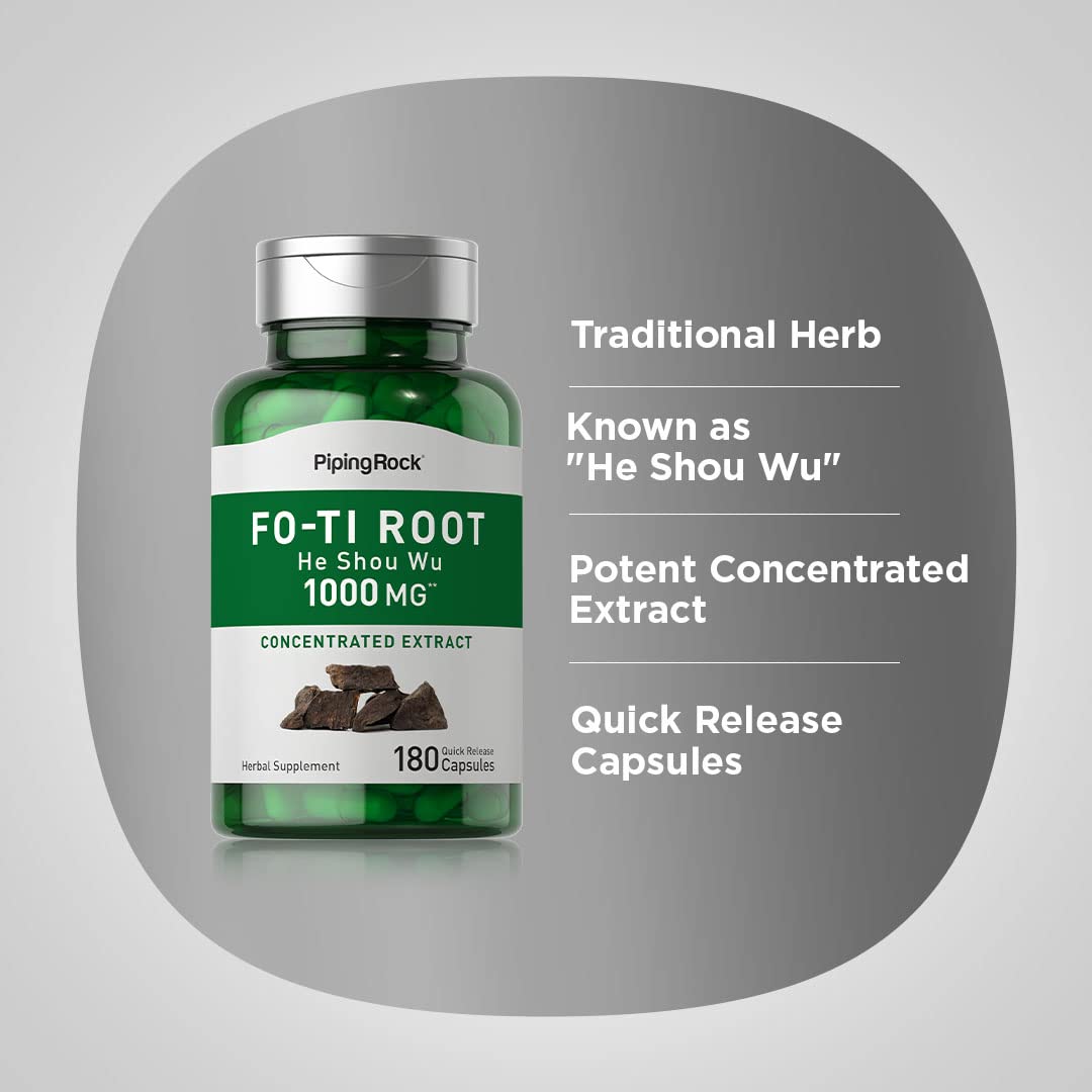 Piping Rock Fo-Ti Root Extract He Shou Wu Capsule, 180 Count