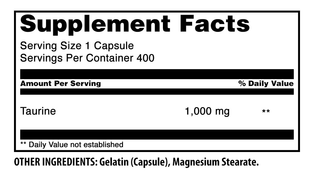 Amazing Nutrition Taurine 1000 Mg Capsule 400 Capsules