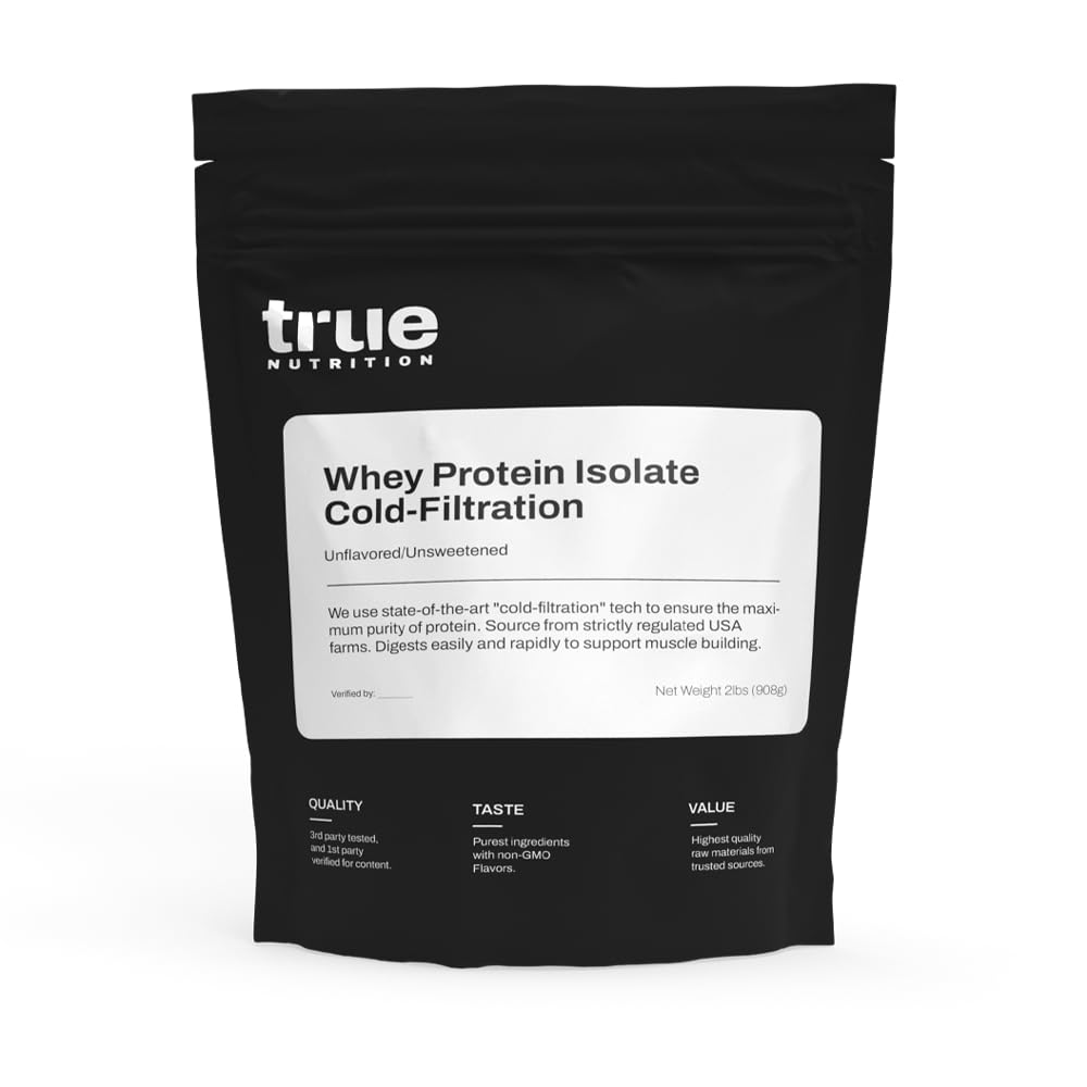 True Nutrition Whey Protein Isolate Powder, Unflavored, 2 Pound, 32 Servings