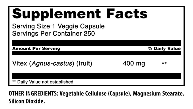 Amazing Nutrition Vitex Fruit 400 Mg Capsule 250 Count