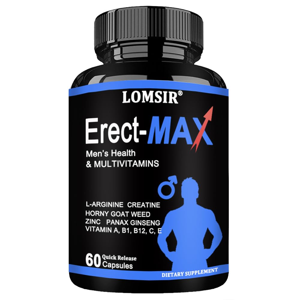 LOMSIR Testosterone + MULTIVITAMIN – Nitric Oxide Supplement with Horny Goat Weed & Maca Root - Energy Support - 60 Capsules