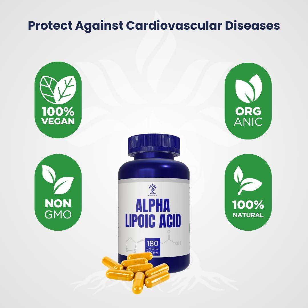AZ BIOTECH Alpha Lipoic Acid 570 mg Capsules, 180 Count