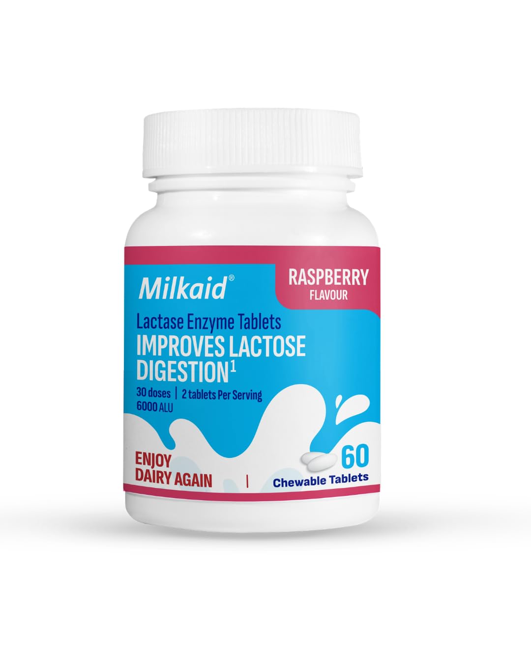 Milkaid Lactase Enzyme Chewable Tablets for Lactose Intolerance Relief, Fast Acting Dairy Digestive Supplement, 120 Tablets