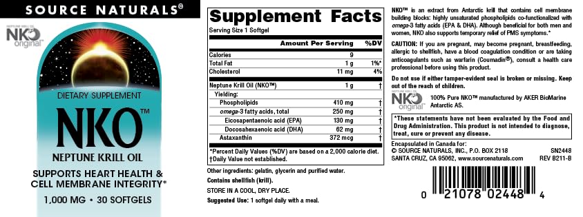 Source Naturals NKO Neptune Krill Oil Softgels 30 Count