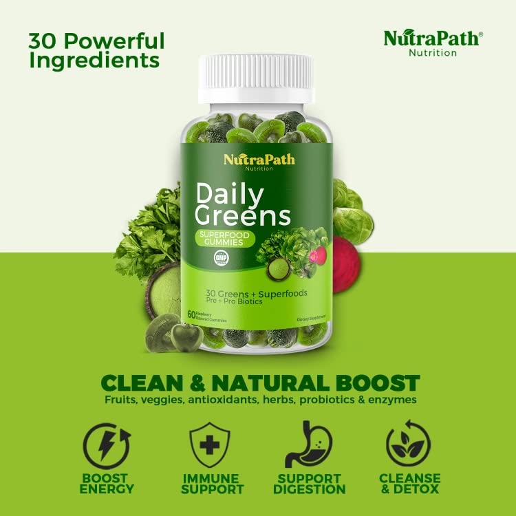 NutraPath Superfood Daily Greens Gummies 60 Count