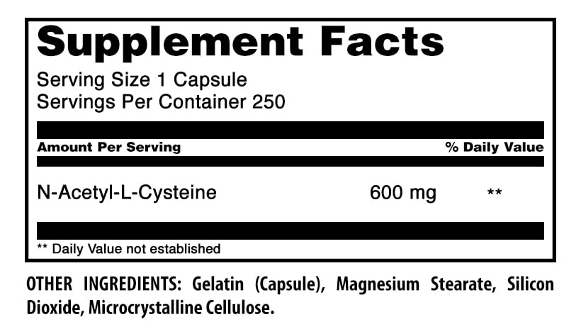 Amazing Nutrition NAC (N-Acetyl-L-Cysteine) Supplement Capsule 250 Capsules